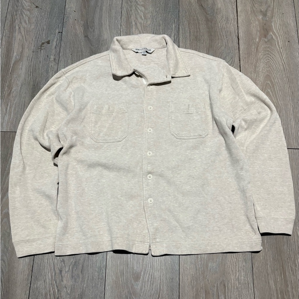 Vintage 90s Men’s Quicksilver Ivory Long Sleeve Button Up Size Large Surf Wear